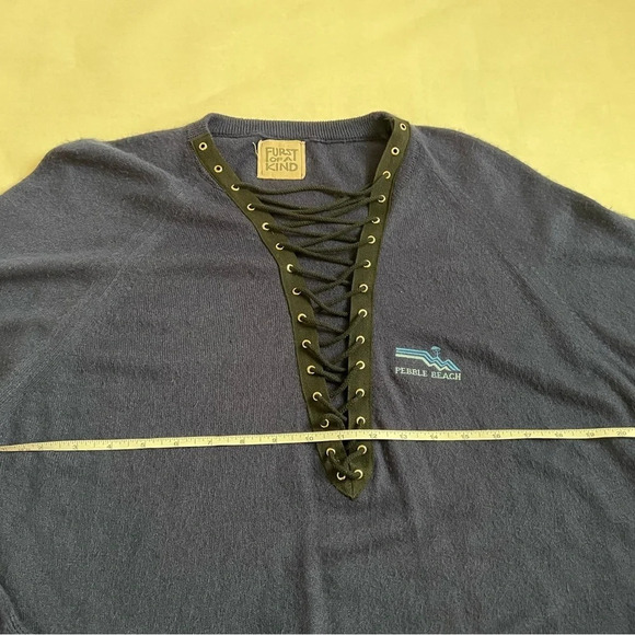 First Of A Kind Sweater One Size Real Reworked Vintage Dark Blue Long Sleeve - Picture 9 of 16